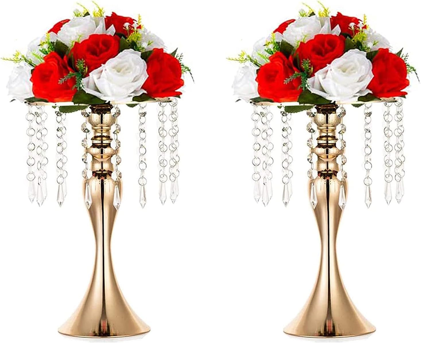 Sziqiqi Gold Metal Crystal Centerpiece Riser, 21.3    Tall, Pack of 10, Elegant Floral Stand for Weddings & Events