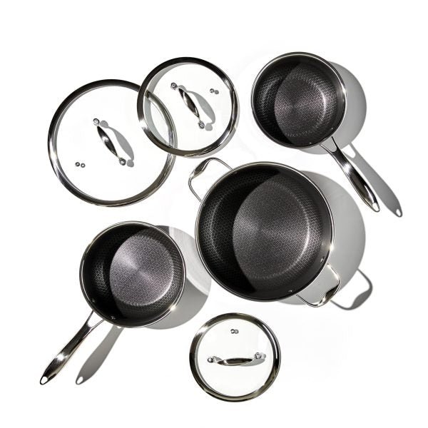 HexClad Hybrid Nonstick 6-Piece Pot Set, Dishwasher Safe