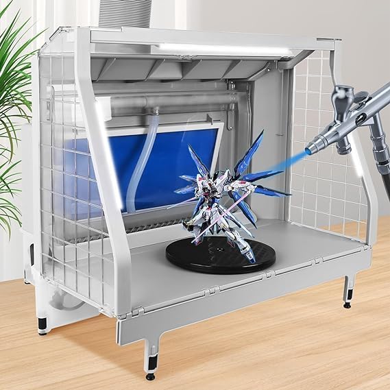 Autolock Spray Booth Kit with LED Lights & Filtration for Models, Crafts, & Hobbies  C Spacious Design & Extendable Exhaust