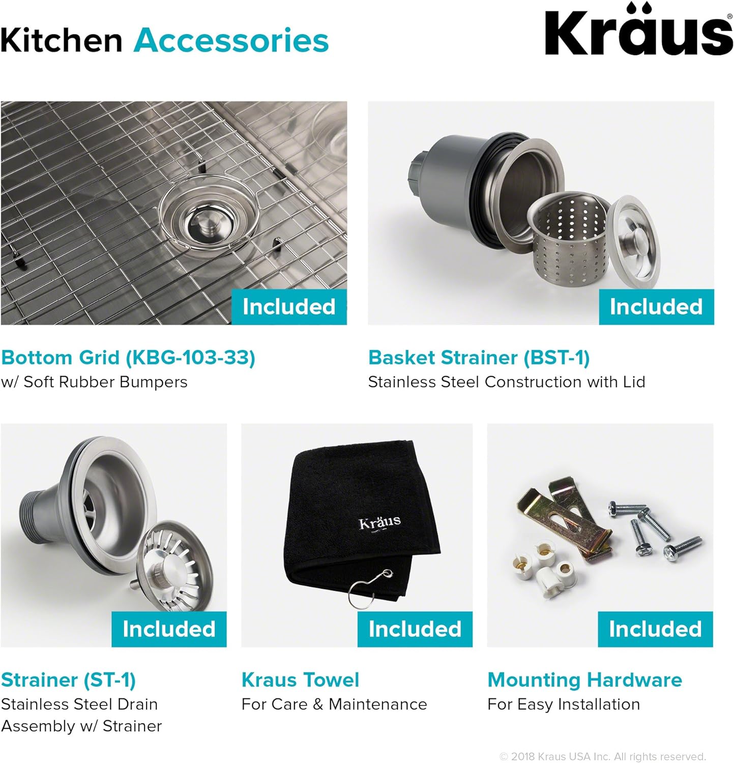 KHU100-32 Standart PRO 16 Gauge Undermount Single Bowl Stainless Steel Kitchen Sink, 32 Inch