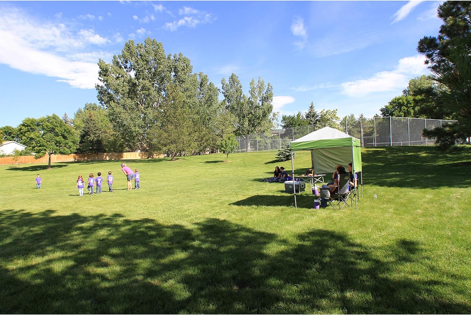 Canopy Sun Shelter with Instant Setup, Sun Shelter with Wheeled Carry Bag Sets Up in about 3 Mins, 7x5ft, 10x10ft, or 12x12ft Canopy for Sporting Events, Tailgating, Camping, & More