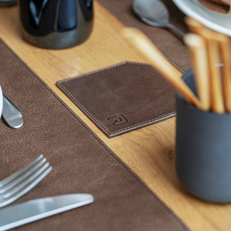 ROHLEDER Premium Brown Leather Placemats  C Waterproof, Oil Absorbent, Handcrafted, 4-8 Pack, 12.6   x20   , Home D  cor