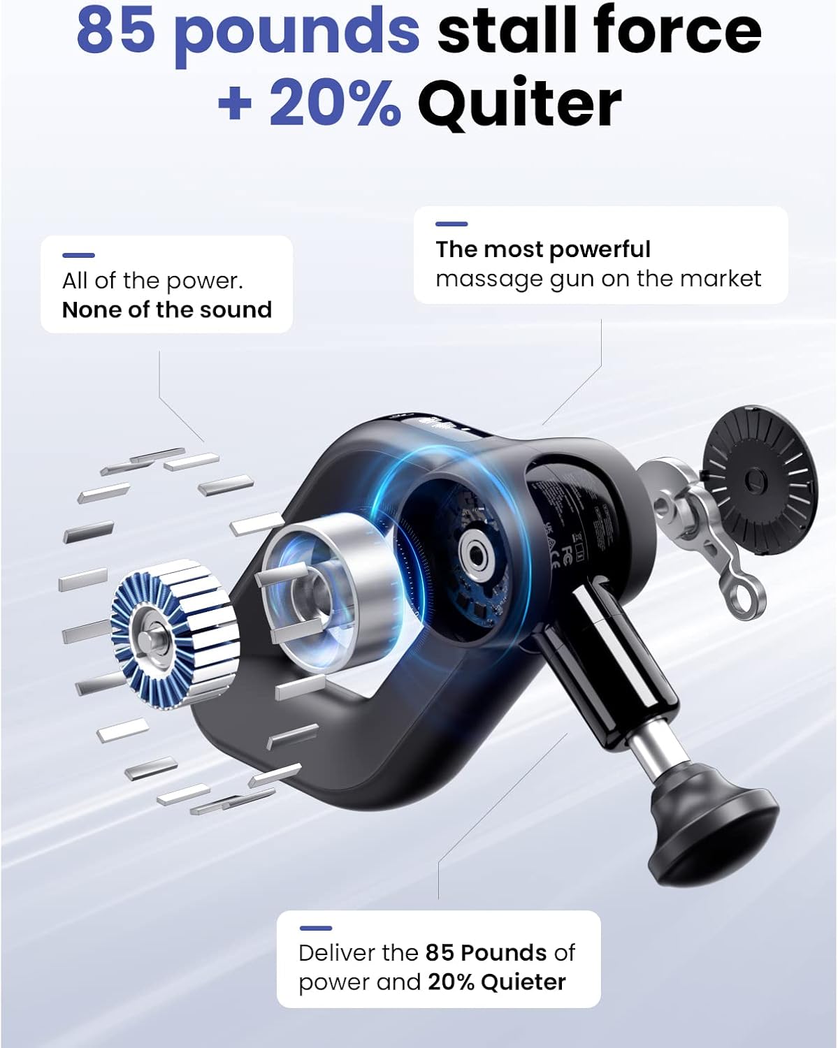 Pro Massage Gun Deep Tissue Percussion with 16mm Amplitude, Professional Muscle Massager Gun for Athletes Pain Relief, Quiet Electric Handheld Therapy Device, FSA and HSA Eligible