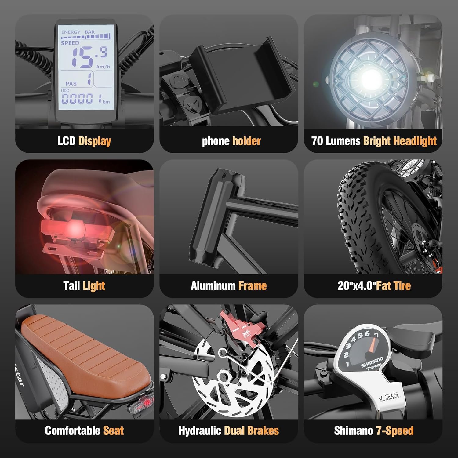 Electric Bike for Adults Q20, 2000/1500W, 37/30MPH,52V 40AH,48V/20AH E-Bike,30-180 Miles Electric Motorcycle, 20��� Fat Tire Dirt Bike, UL2849 All Terrain for Mountains, Snow, Sand, Road