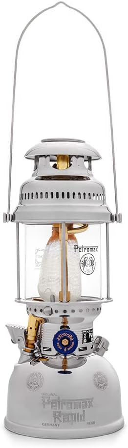 HK500 Pressurized Lantern, 500 Candlepower with 1 Quart Kerosene Tank for Home, Camping or Emergency Lighting, Hand Assembled High Pressure 400 Watt Lamp, Polished Brass