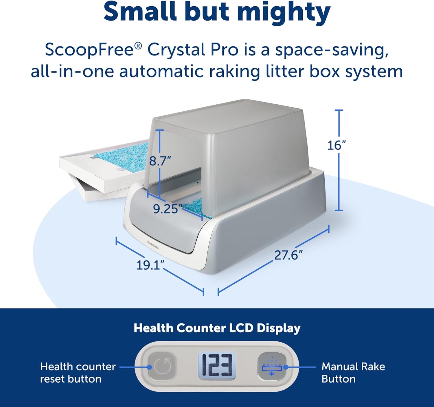Crystal Pro Self-Cleaning Cat Litter Box - Never Scoop Litter Again - Hands-Free Cleanup with Disposable Crystal Trays - Better Odor Control - Includes Hood & Disposable Tray