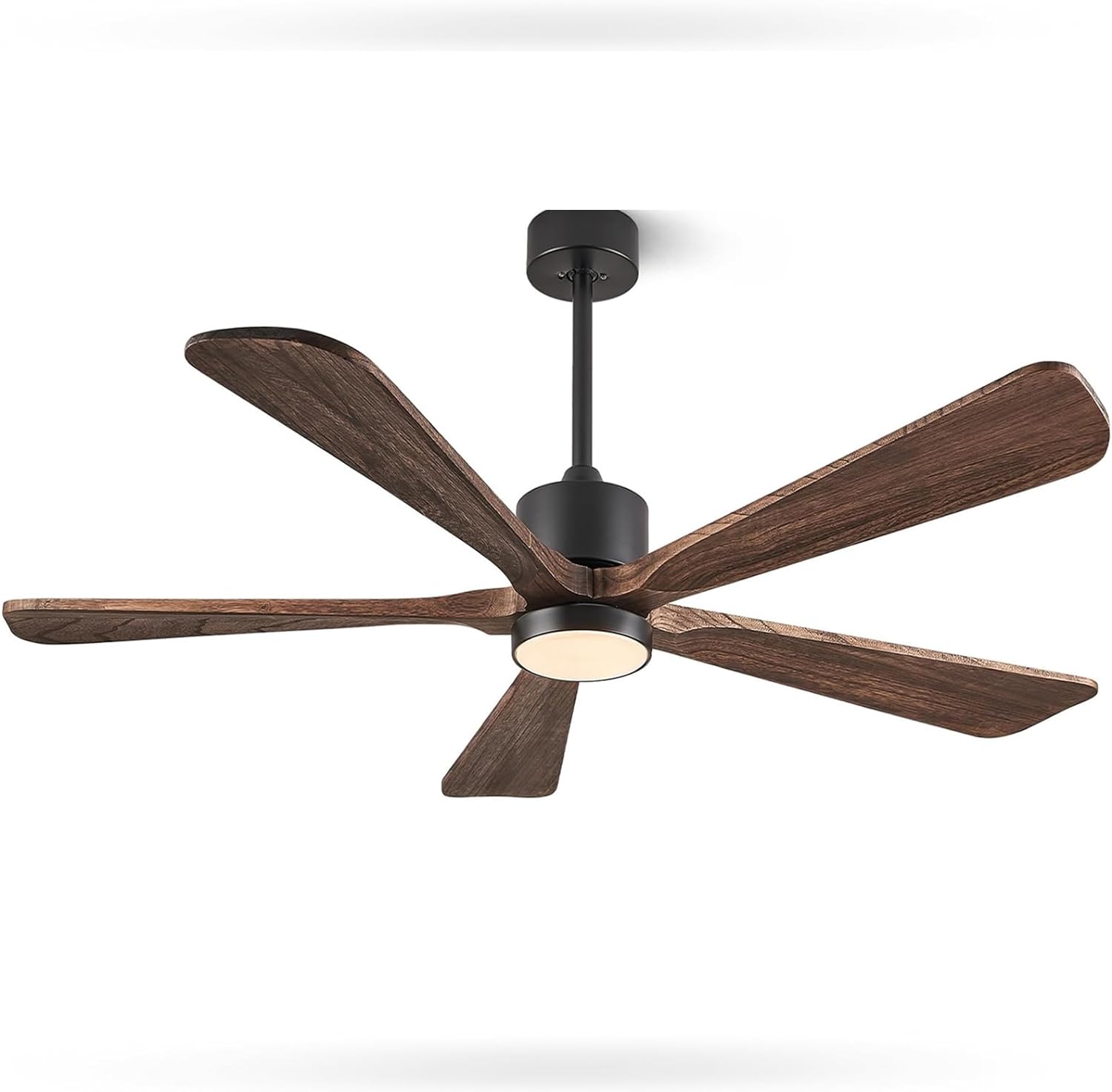 Ceiling Fans with Lights, 60 inch Outdoor Ceiling Fans with Lights for Patio and Remote Control, Modern Ceiling Fan with Light, 5 Solid Wood Blades 6-Speed Reversible DC Motor (Dark Brown)