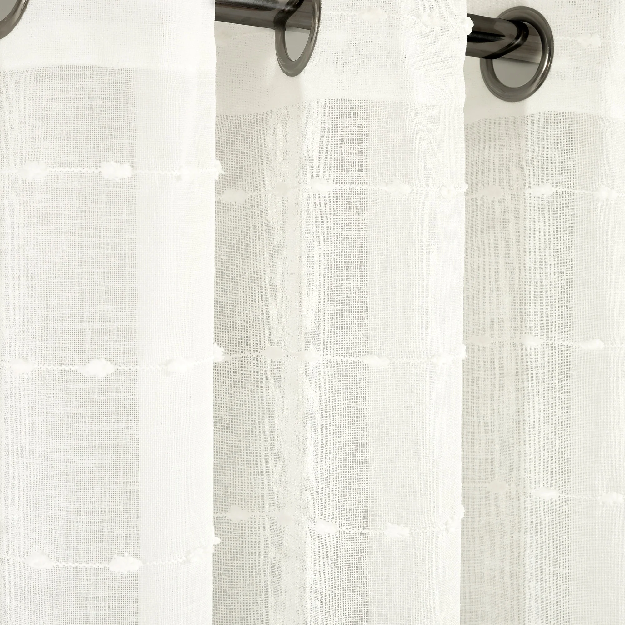 Lush Decor Farmhouse Textured Grommet Sheer Window Curtain Panel Pair