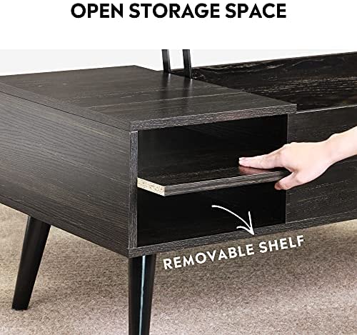 WLIVE Lift Top Coffee Table with Hidden Compartment & Adjustable Storage Shelf