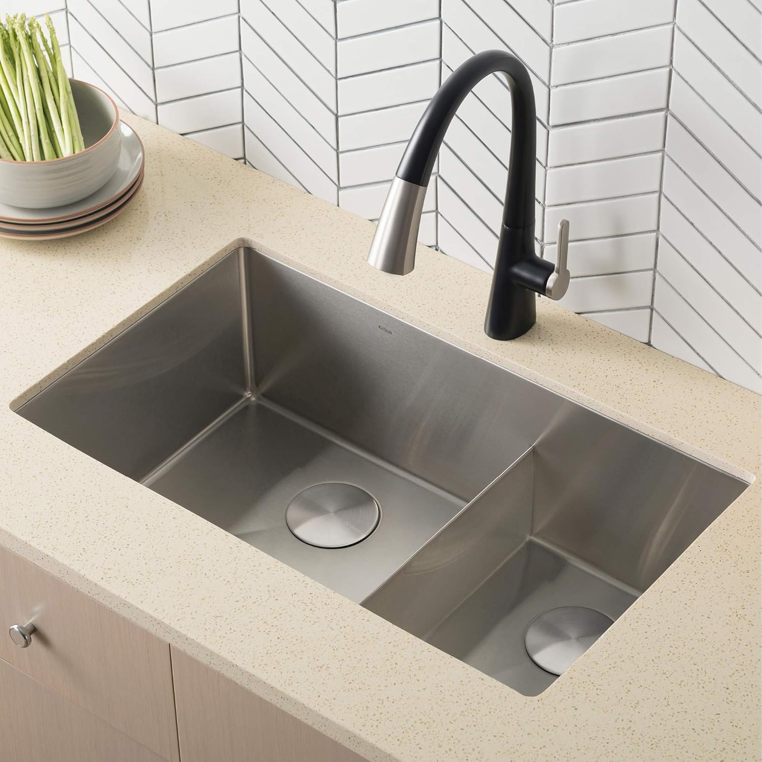 KHU100-32 Standart PRO 16 Gauge Undermount Single Bowl Stainless Steel Kitchen Sink, 32 Inch