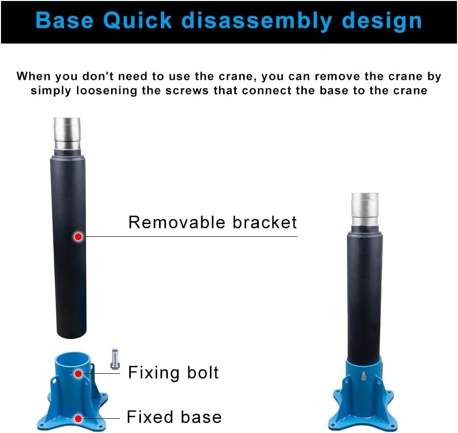 Pismire Winch Versatile 0.5T Folding Truck-Mounted Bed Crane Hoist Lift Pickup with Electric Winch 3500 lb 12V, Painted Steel 1100 lb Pickup 360�� Swivel Base