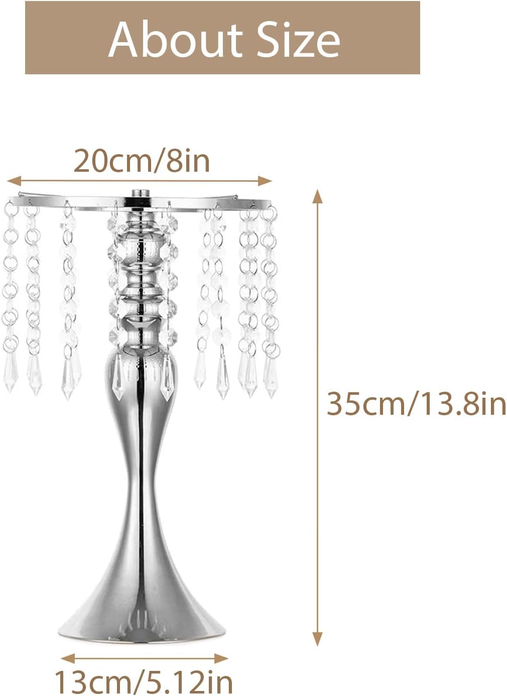 Sziqiqi Gold Metal Crystal Centerpiece Riser, 21.3    Tall, Pack of 10, Elegant Floral Stand for Weddings & Events