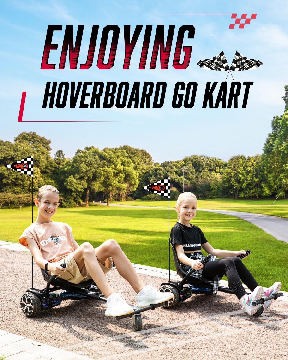 Hoverboard Go Kart with Rear Shock Absorption, Hoverboard Seat Attachment Accessory for 6