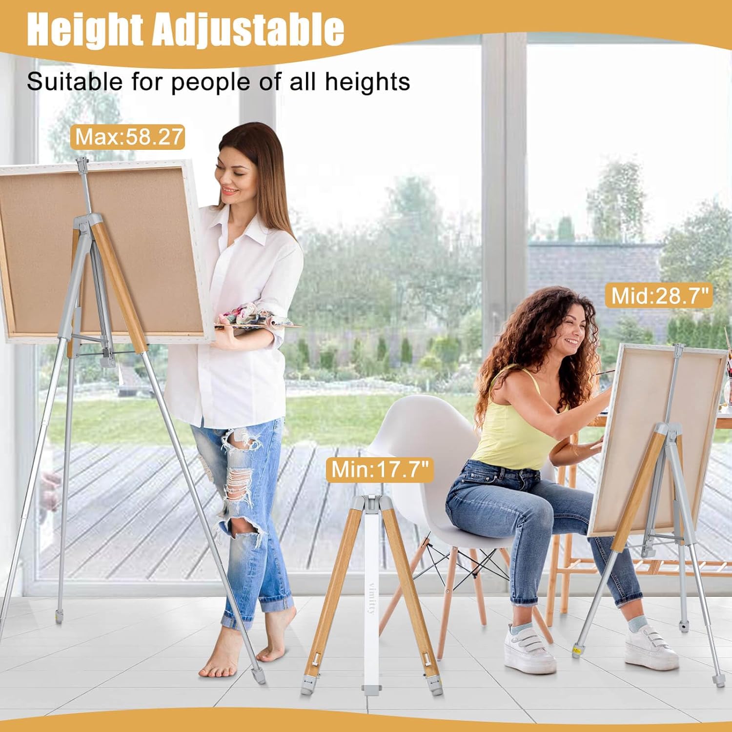 Portable Easel Stand for Sign & Painting 17''-58'' Adjustable Height Painting Easel with Bag - Tabletop Art Easel for Painting Canvas Stand Poster Stand & Wedding Signs Stand - Metal Tripod