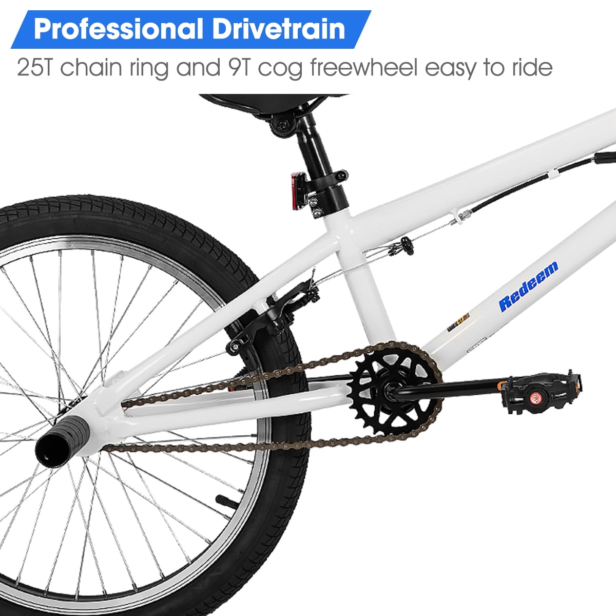 Hiland 20��� BMX Freestyle Kids Bike, Hi-Ten Steel Frame, 360�� Rotor, U-Brake, White