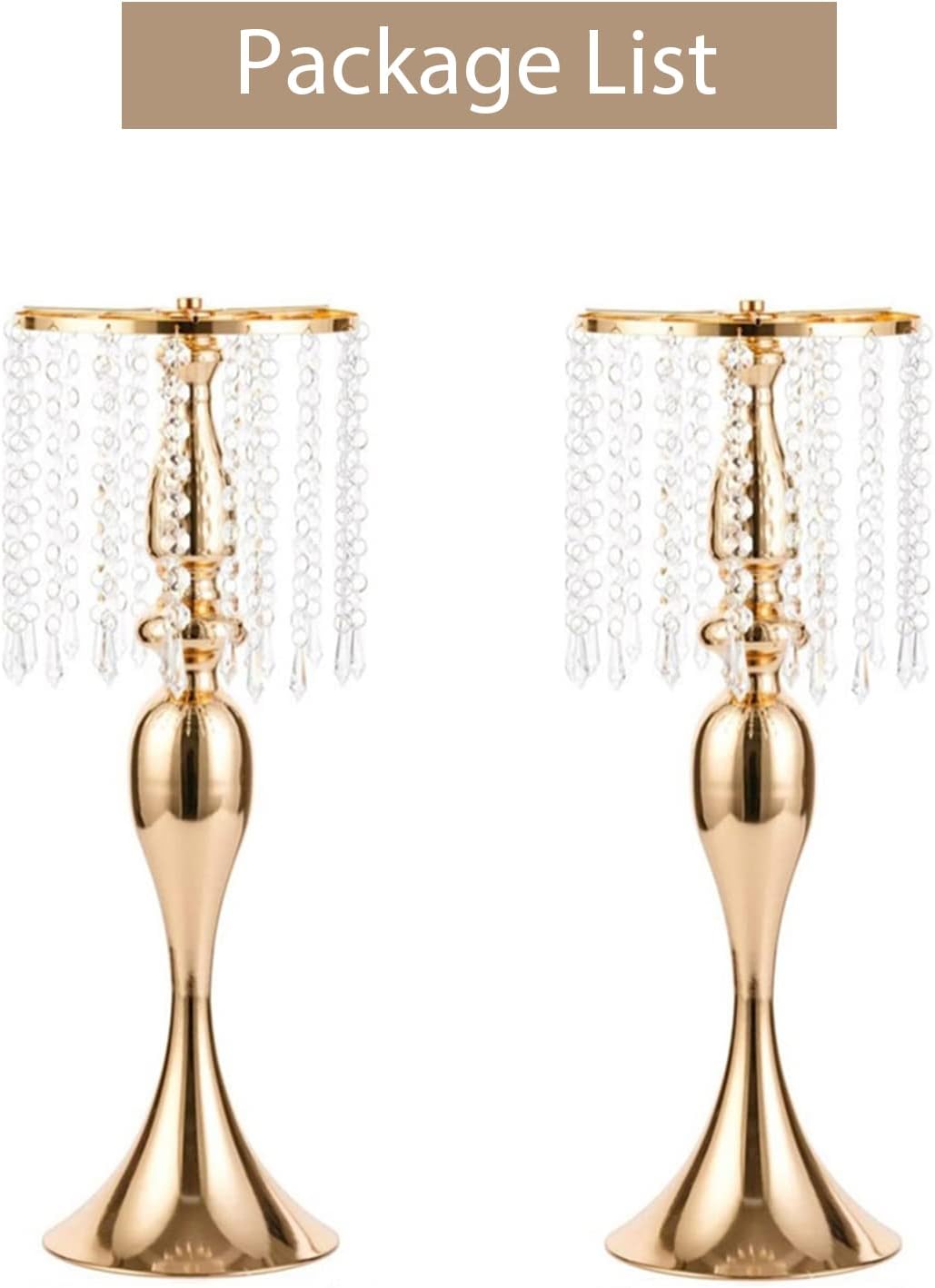 Sziqiqi Gold Metal Crystal Centerpiece Riser, 21.3    Tall, Pack of 10, Elegant Floral Stand for Weddings & Events