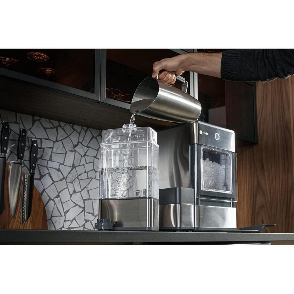 g GE Profile OPAL01GEPKT Opal | Countertop Nugget Ice Maker, Stainless Steel Wrap with Gray Accents & LED Lighting