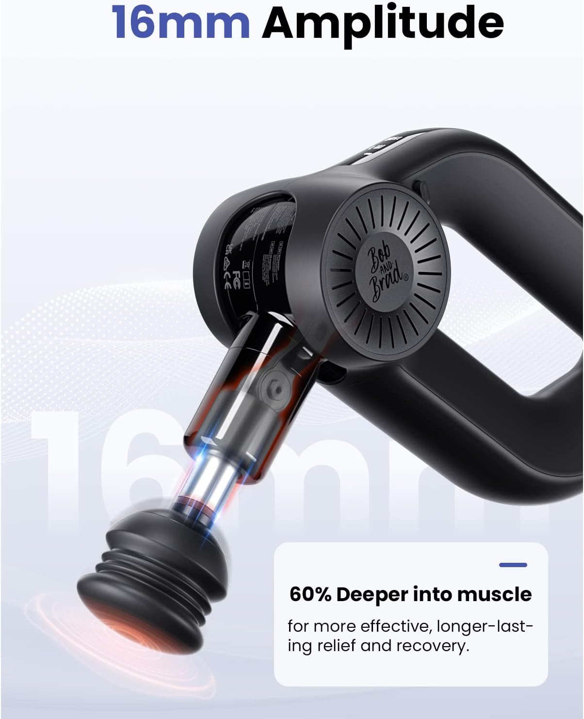 Pro Massage Gun Deep Tissue Percussion with 16mm Amplitude, Professional Muscle Massager Gun for Athletes Pain Relief, Quiet Electric Handheld Therapy Device, FSA and HSA Eligible