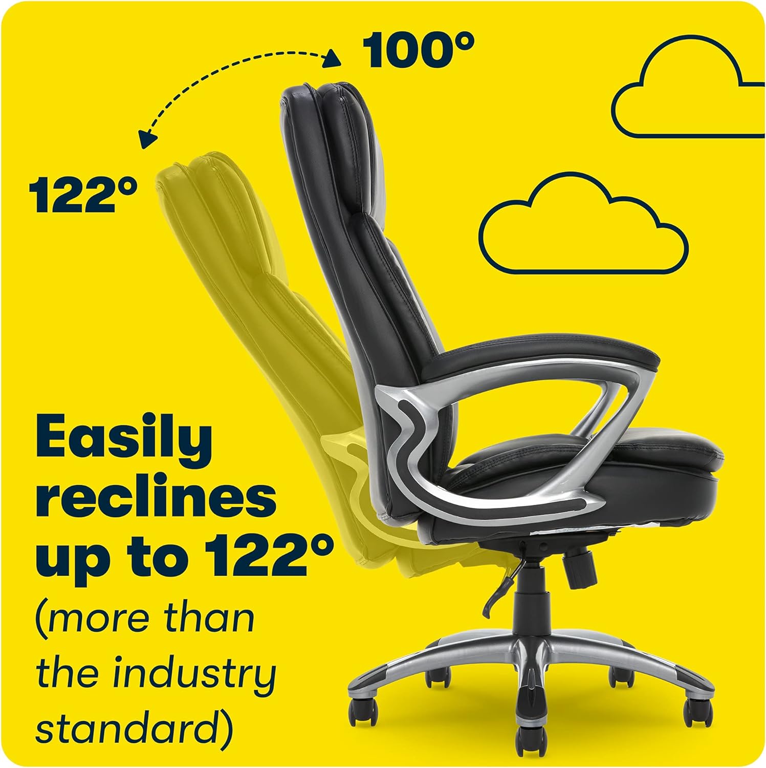 Fairbanks Big and Tall High Back Executive Office Ergonomic Gaming Computer Chair with Layered Body Pillows, Contoured Lumbar Zone, Black