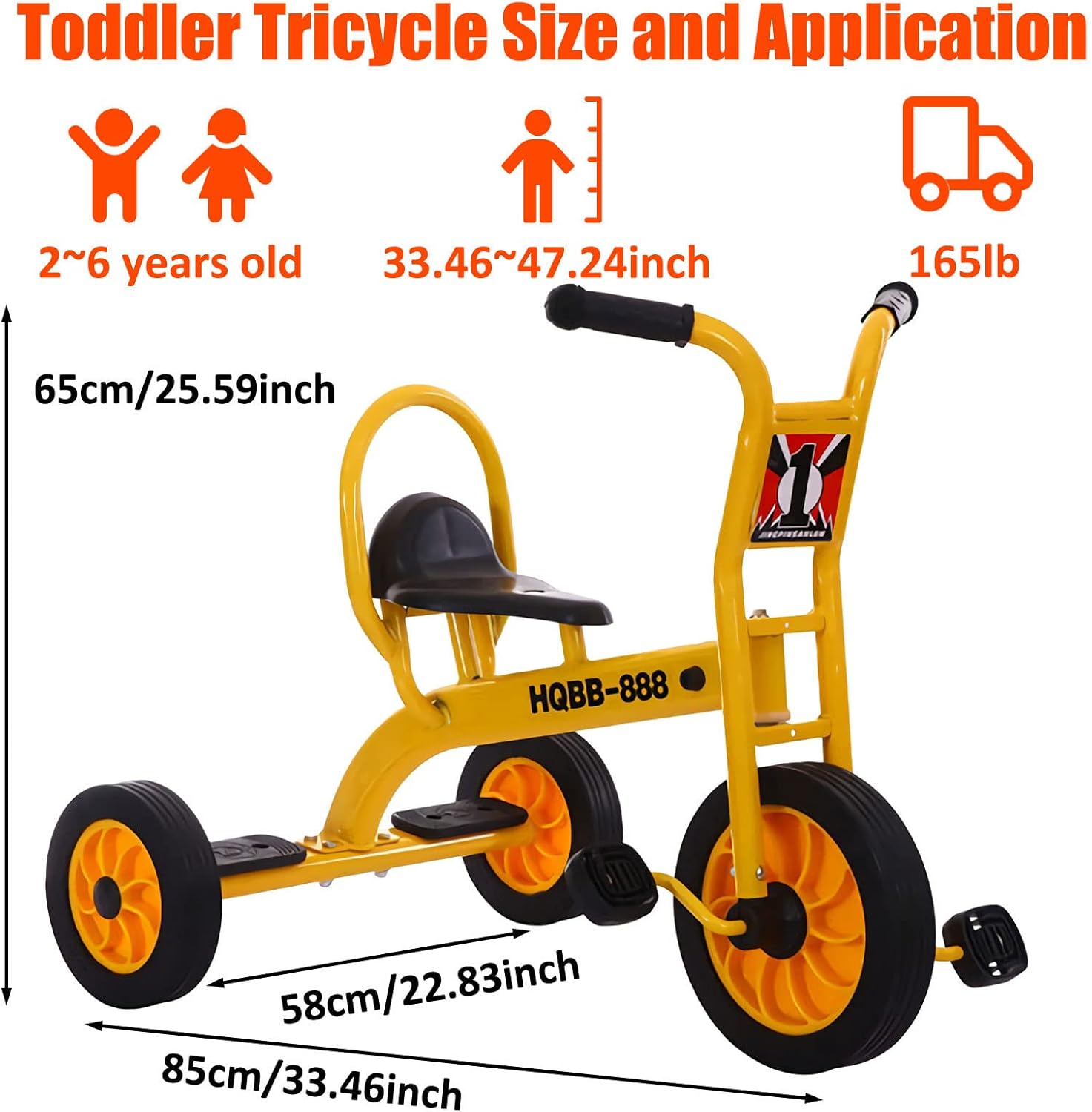 Kids Tricycle for Riders Ages 3+,Preschool Daycare Playground Kids Tricycle with Passenger Seat,Big Kids Tandem Trike with Inflation-Free Rubber Wheels,Kids Outdoor Play Equipment