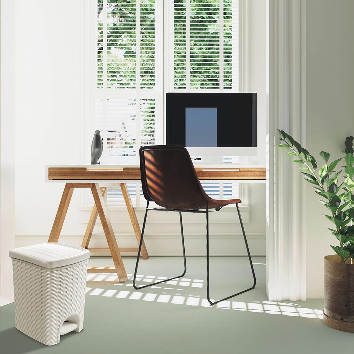 Elegance Dove Grey Dustbin, 31  27.5  39 cm  C Stylish Waste Bin for Home & Office