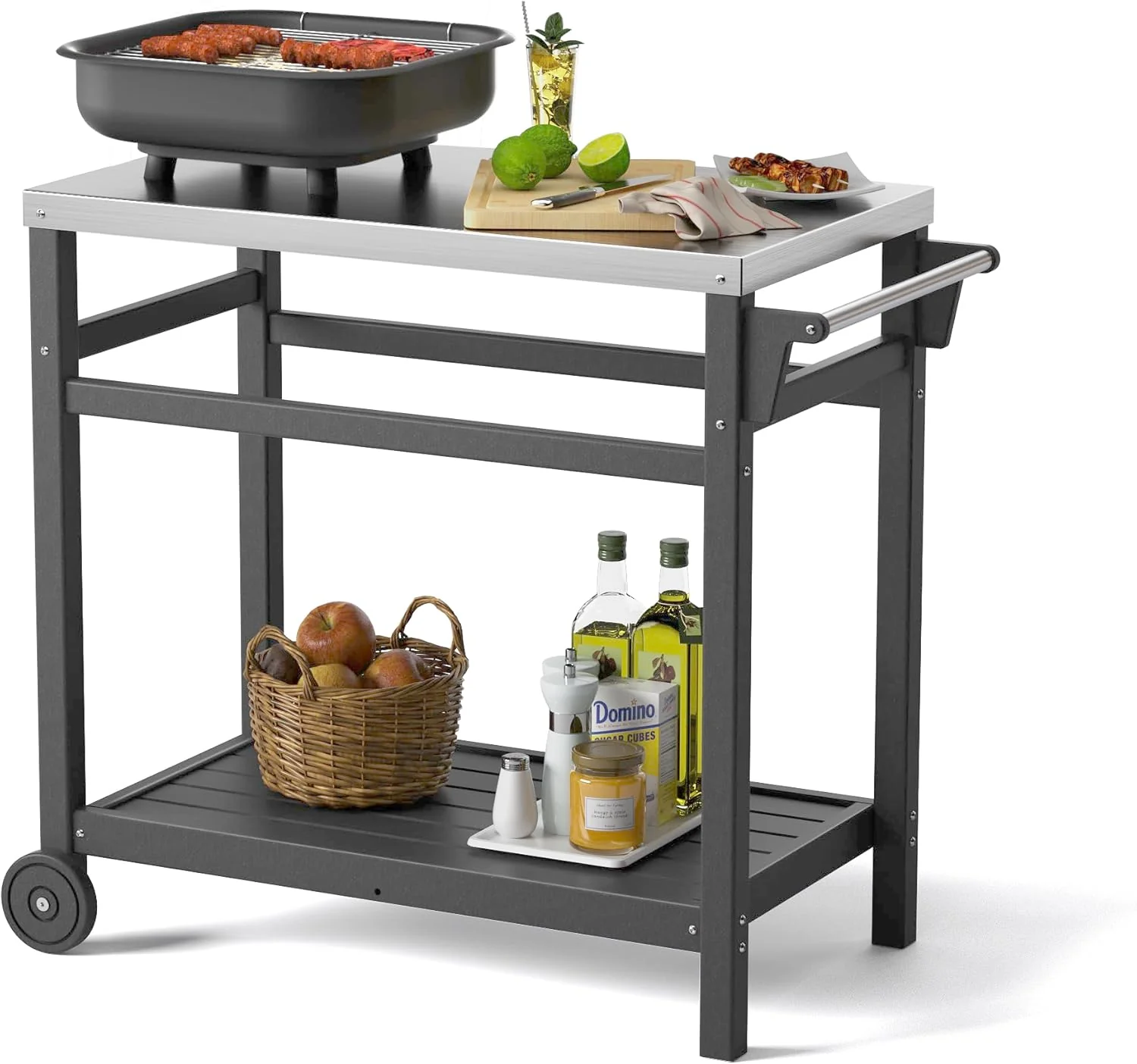 Outdoor Prep Cart Dining Table for Pizza Oven, Patio Grilling, and Backyard BBQ
