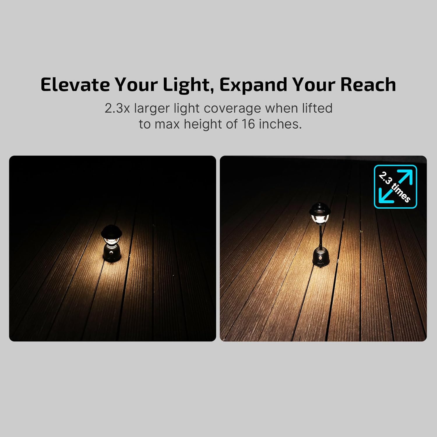 Olantern Stretch Camping Lanterns, 500 Lumens Stretchable LED Flashlights with Dual Light Source Bundle with Prowess Rechargeable Flashlight, Bidirectional Lighting