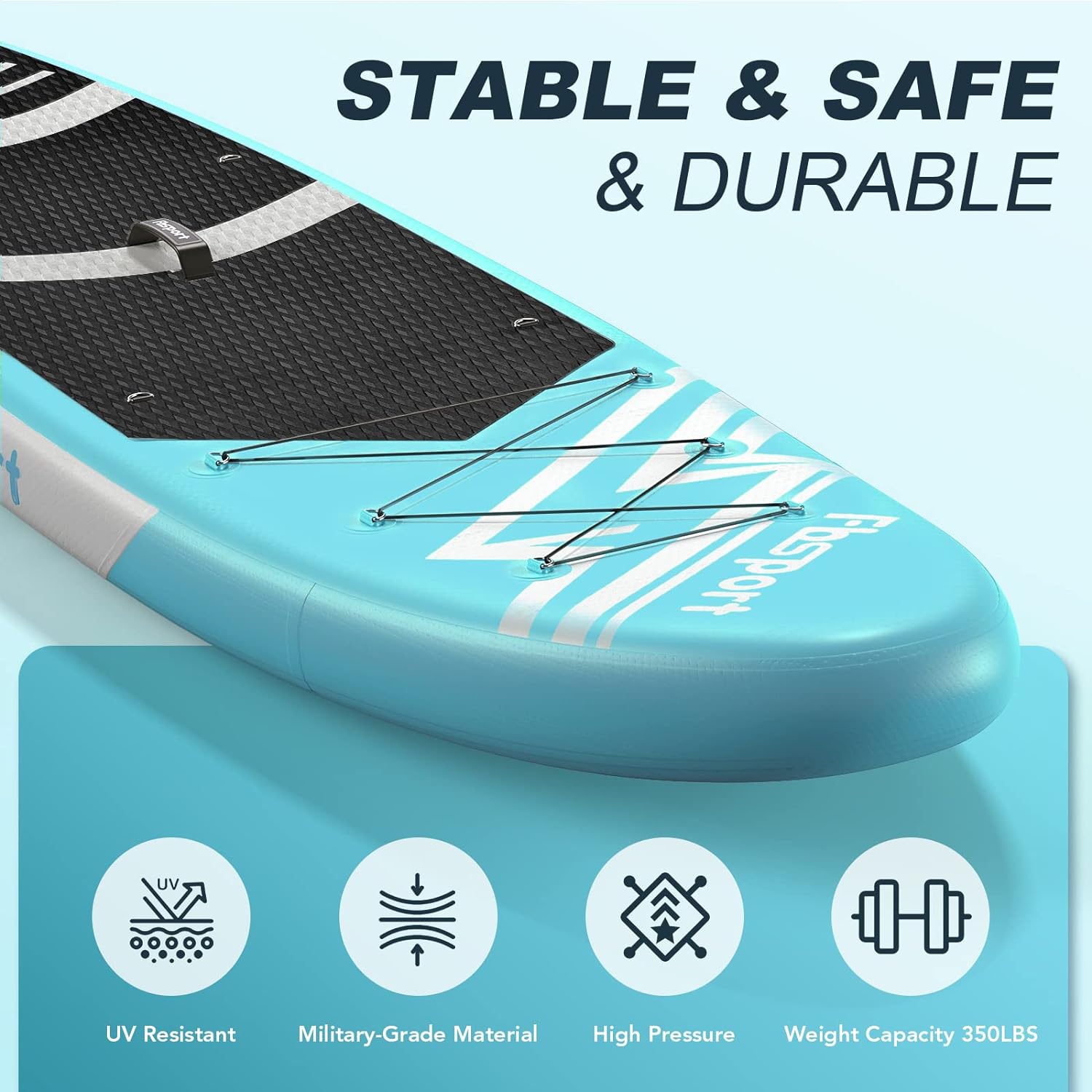 Premium 11FT Inflatable Stand Up Paddle Board, Ice Blue, PVC, Includes Paddle, Leash, Pump & Bag, Supports 350 lbs, for Youth & Adults