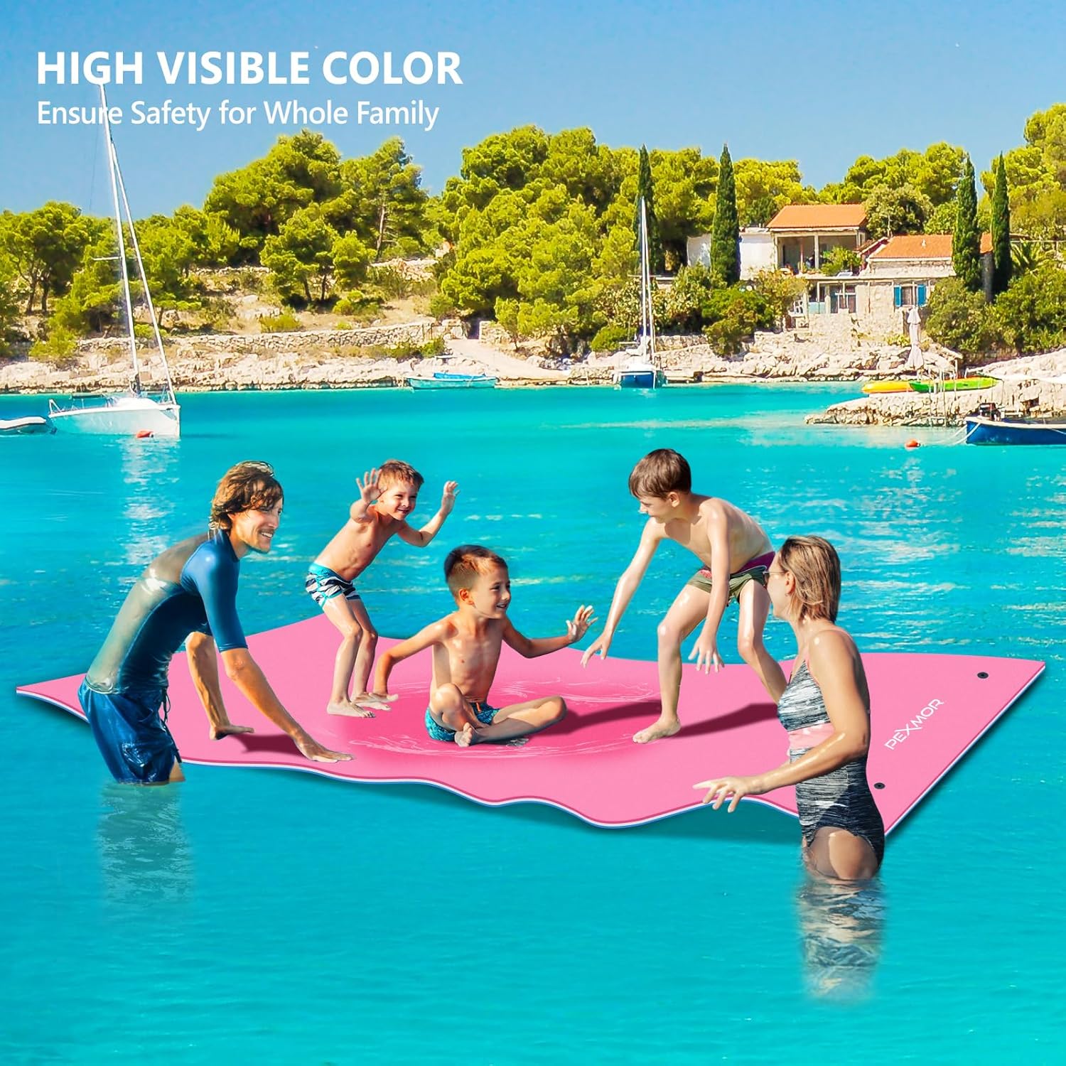 Floating Water Mat, 9/12/18 FT Lily Pad Floating Mat for The Water, 3-Layer XPE Foam Water Floating Island w/Bungee Tether & Storage Straps for Lake Pool Beach River