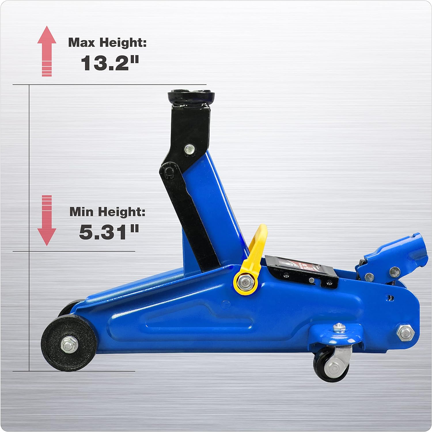 Aluminum and Steel Car Jack, 3 Ton (6,600 LBs) Hydraulic Floor Jack with Dual Piston Quick Lift Pump, Lifting Range 3-15/16