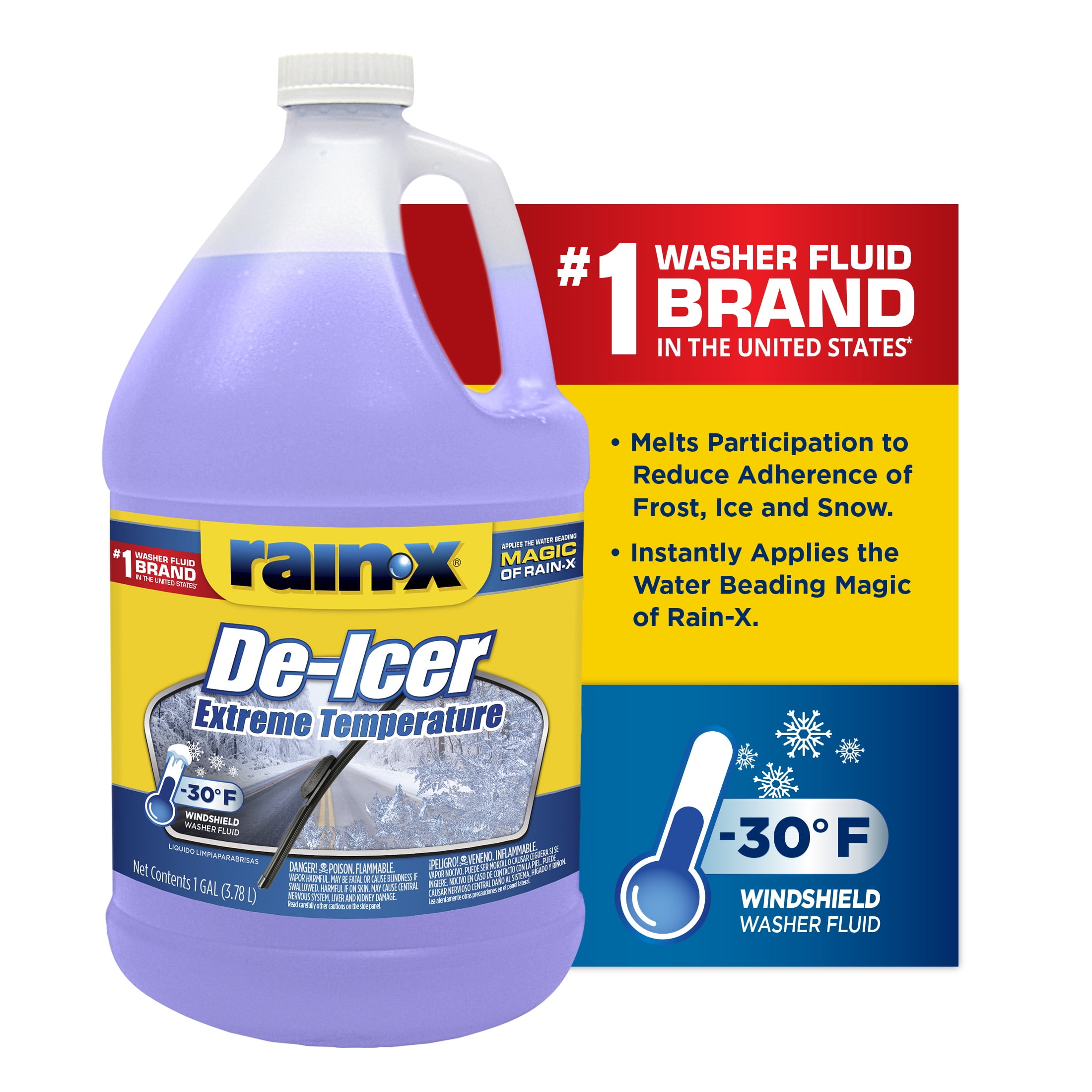 Rain-X De-Icer Windshield Washer Fluid, -30��F Protection, Melts Frost & Ice, Prevents Refreeze, Water Beading Technology