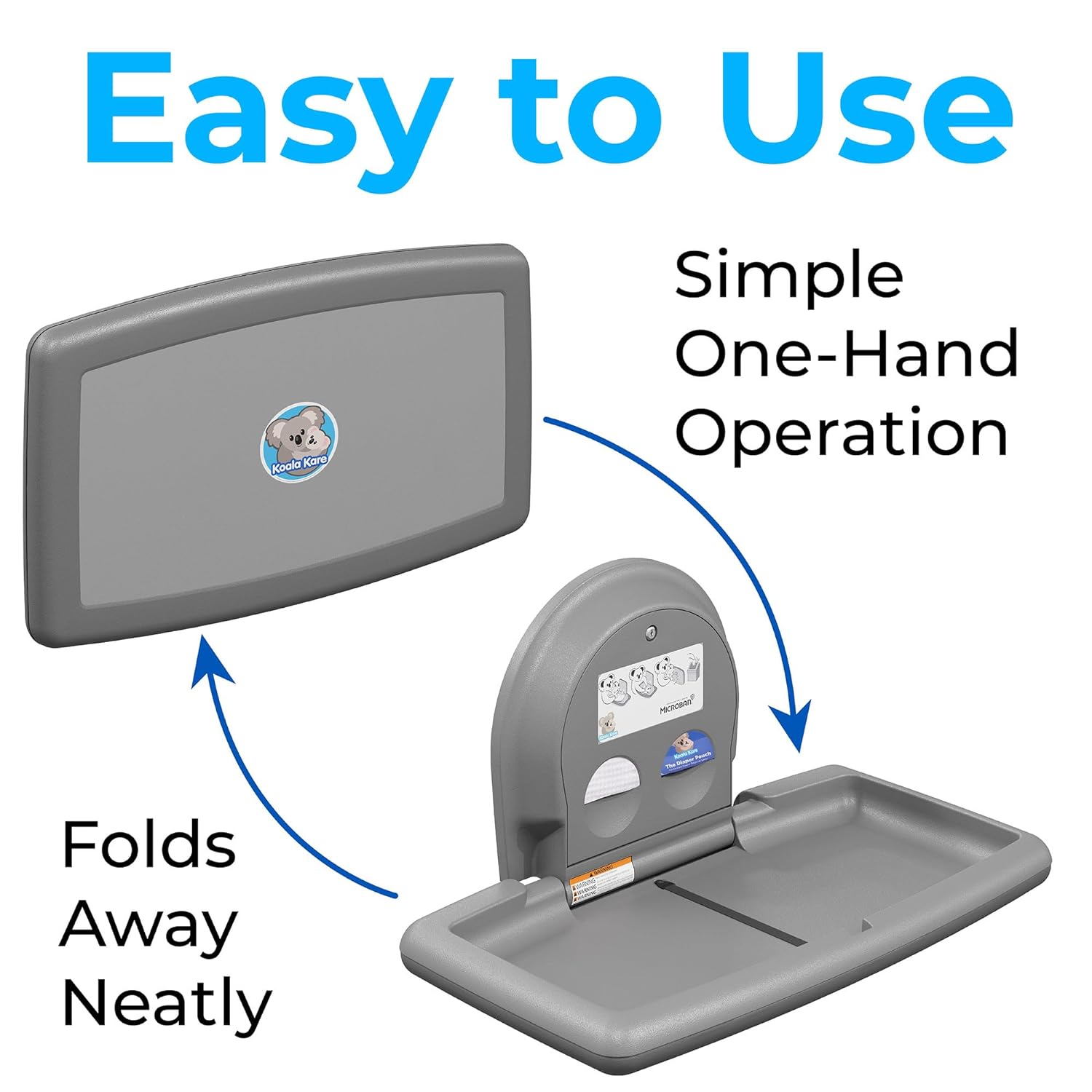 Koala Kare Horizontal Baby Changing Station, Cream, Extra-Wide Surface, Safety Belts, Microban Protection