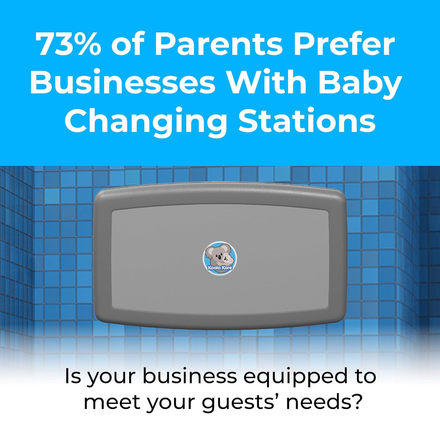 Koala Kare Horizontal Baby Changing Station, Cream, Extra-Wide Surface, Safety Belts, Microban Protection