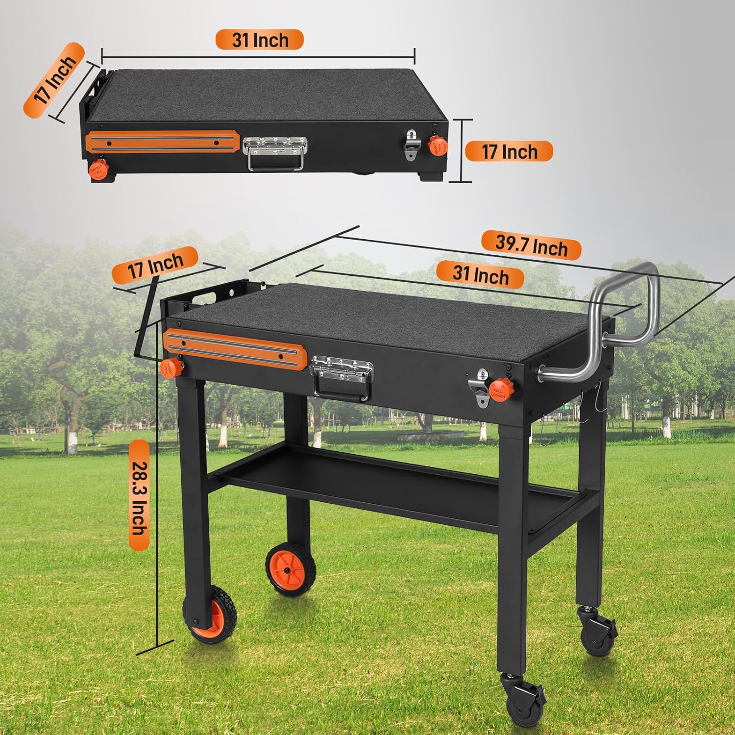 Portable Universal Grill Table Stand - Sturdy Outdoor Dining Cart