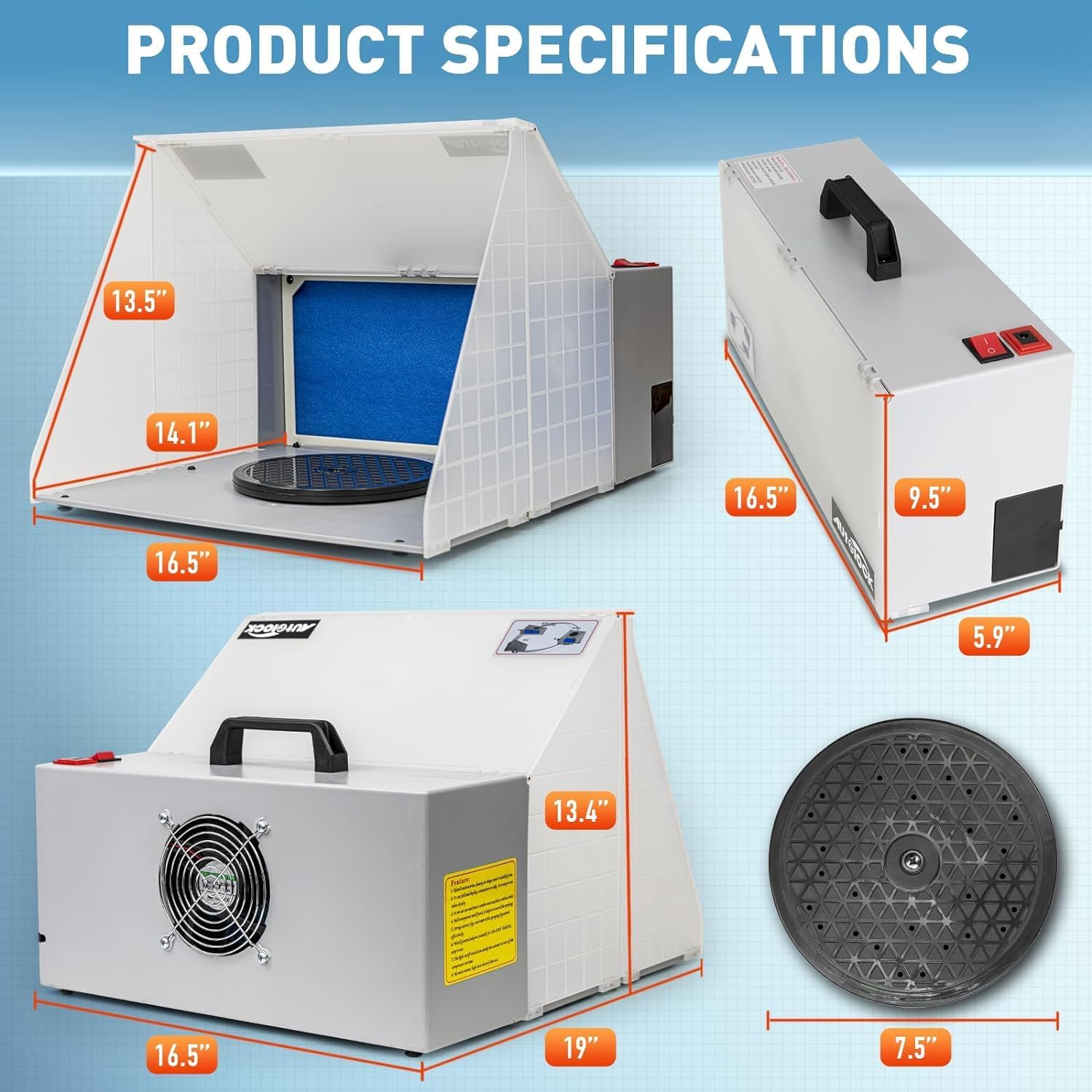 Autolock Spray Booth Kit with LED Lights & Filtration for Models, Crafts, & Hobbies  C Spacious Design & Extendable Exhaust