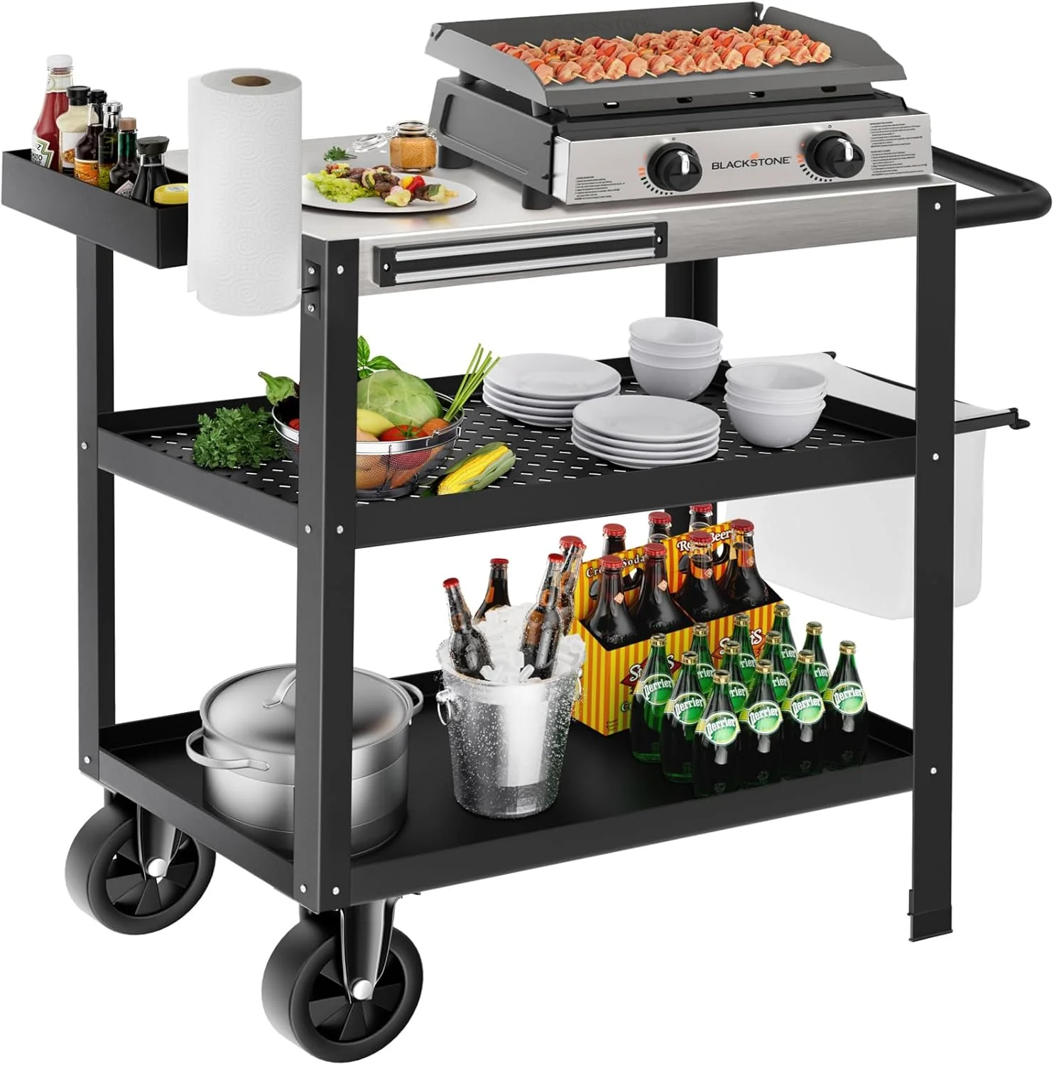 Stainless Steel Outdoor Grill Table with Wheels for 17???? or 22???? Griddles
