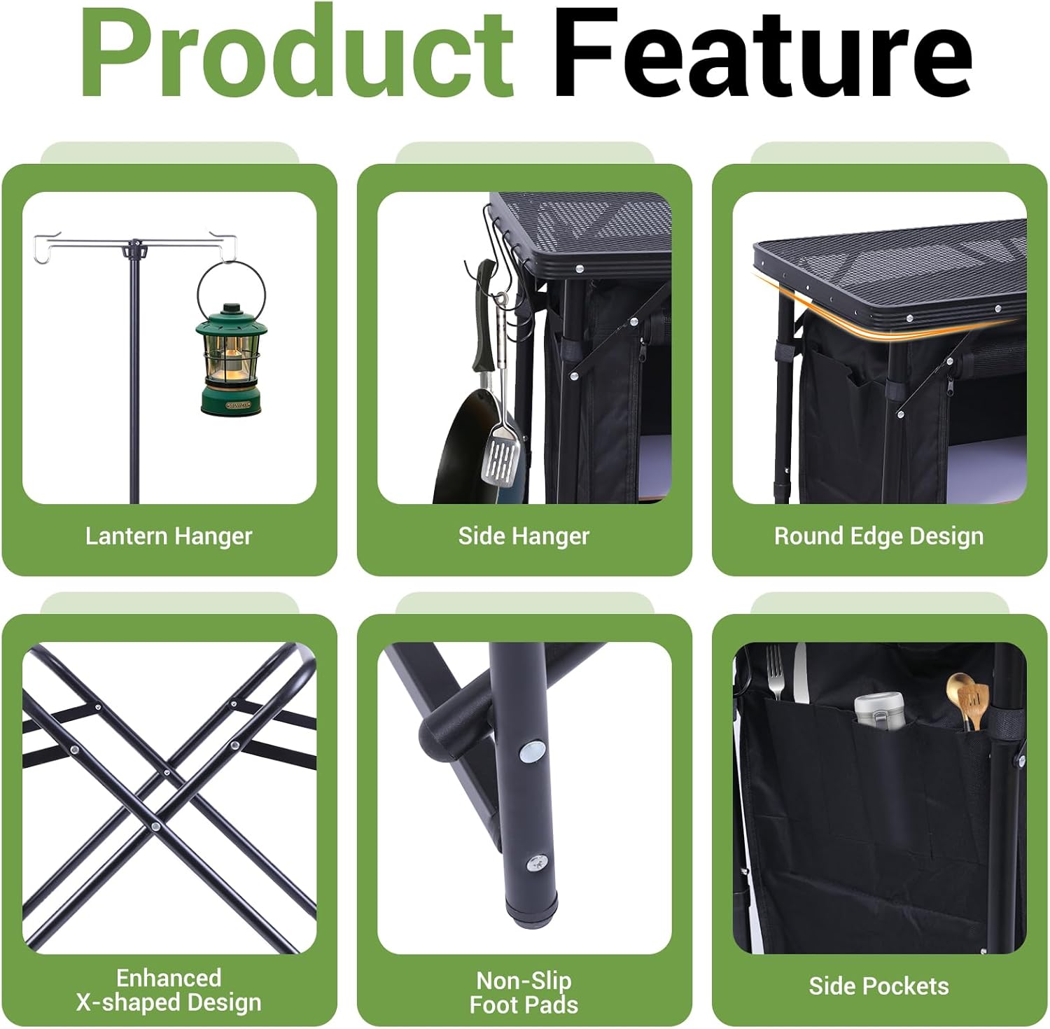 Portable Charcoal Grill, Folding Camping Grills + Camping Kitchen Station, Camping Table, Picnic Table, Grill Table, Folding Table