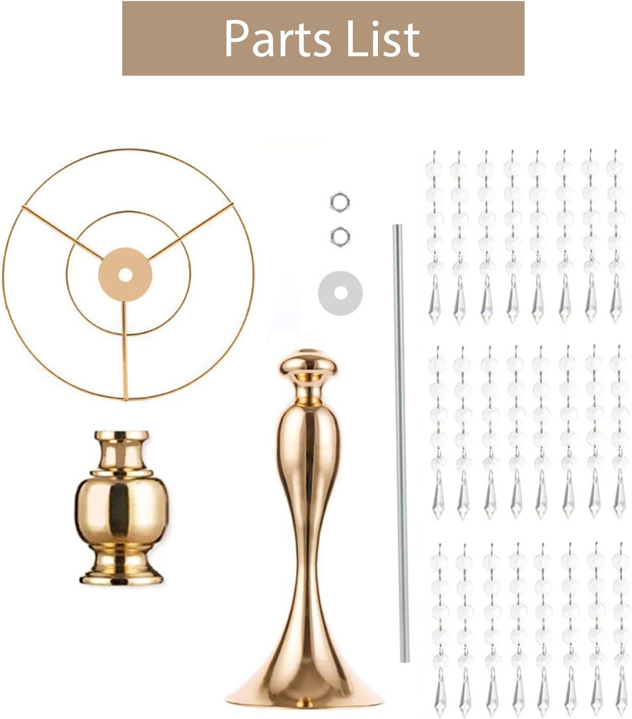 Sziqiqi Gold Metal Crystal Centerpiece Riser, 21.3    Tall, Pack of 10, Elegant Floral Stand for Weddings & Events