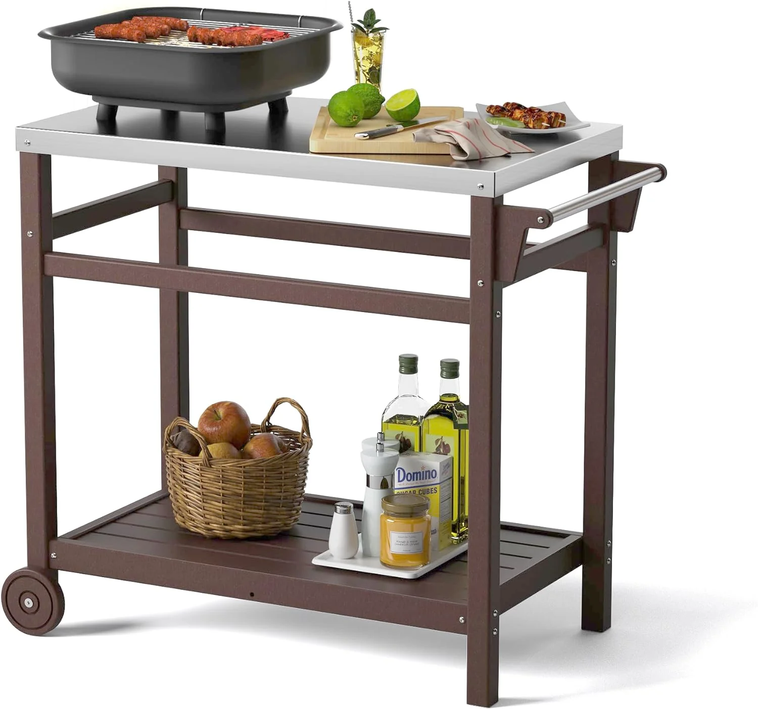Outdoor Prep Cart Dining Table for Pizza Oven, Patio Grilling, and Backyard BBQ