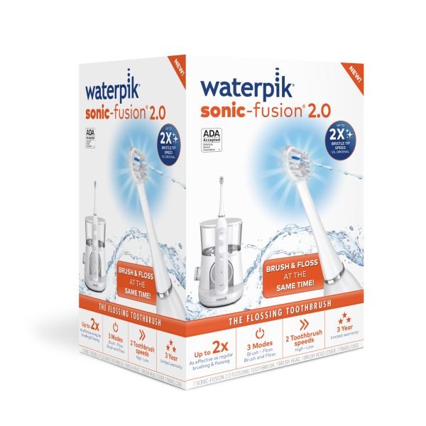 Waterpik Sonic-Fusion 2.0 Flossing Toothbrush, Electric Toothbrush Water Flosser Combo, White