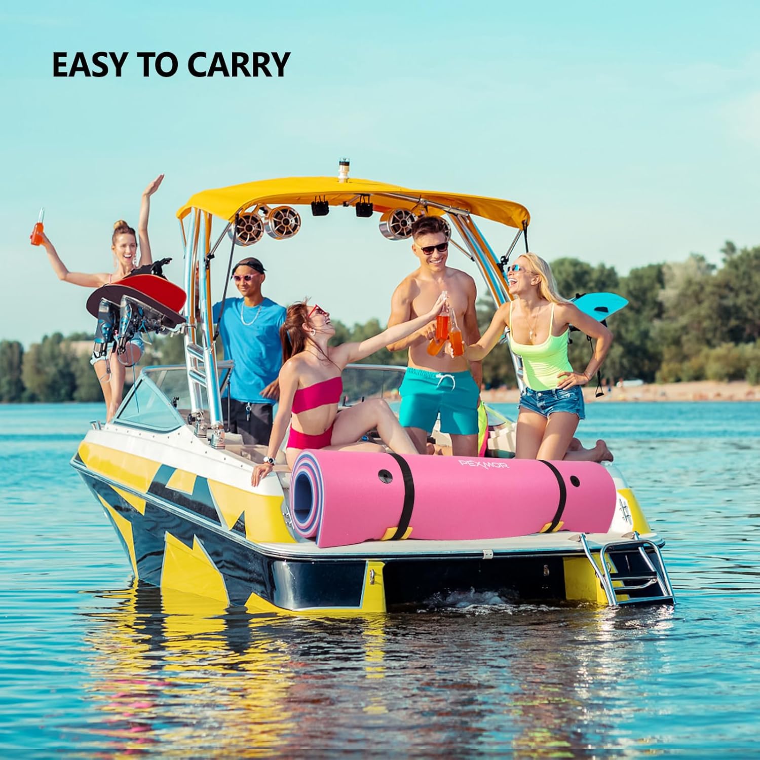 Floating Water Mat, 9/12/18 FT Lily Pad Floating Mat for The Water, 3-Layer XPE Foam Water Floating Island w/Bungee Tether & Storage Straps for Lake Pool Beach River