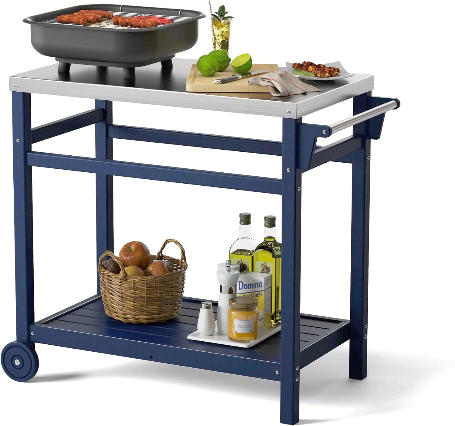 Outdoor Prep Cart Dining Table for Pizza Oven, Patio Grilling, and Backyard BBQ | Gray