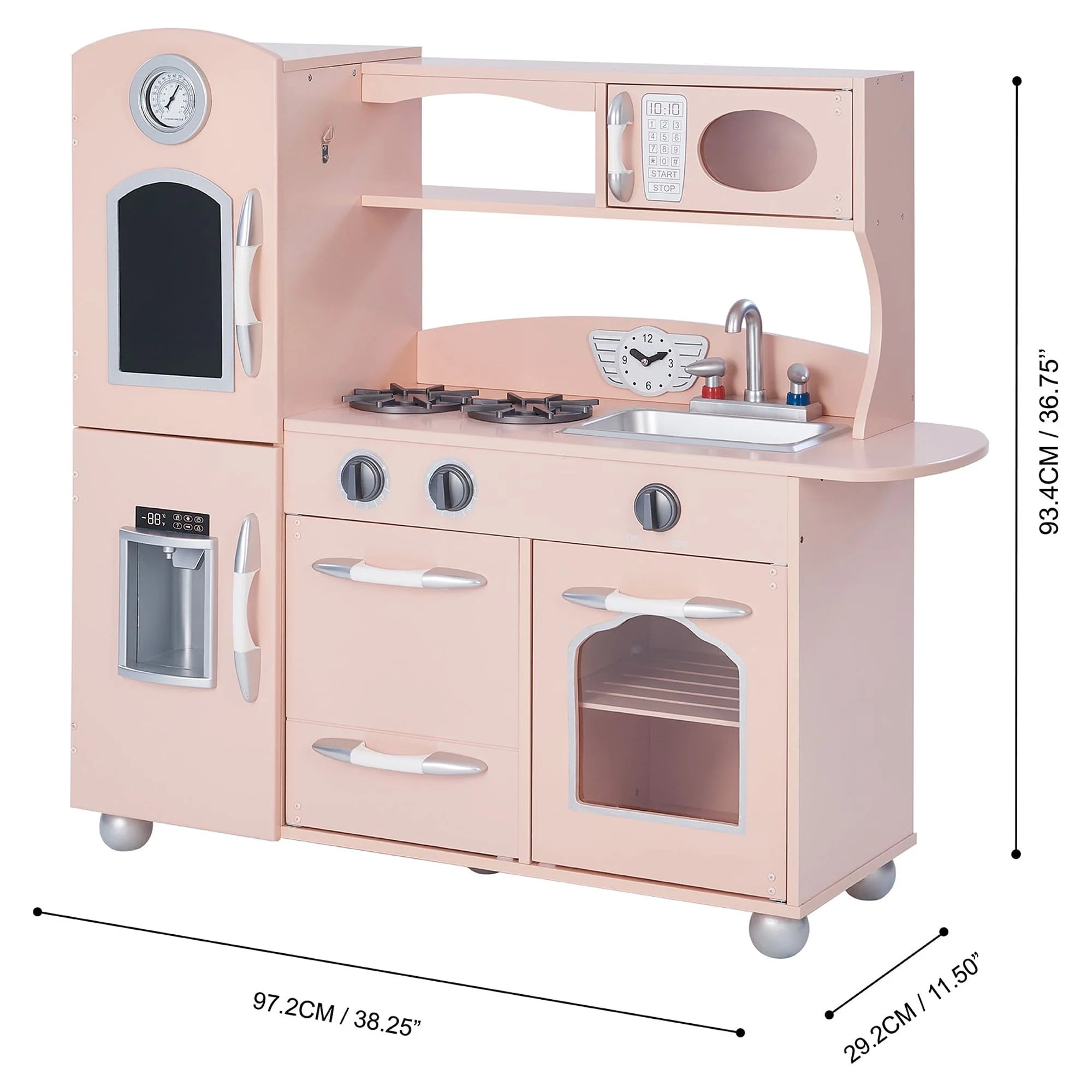 Little Chef Westchester Retro Wooden Play Kitchen, Pink