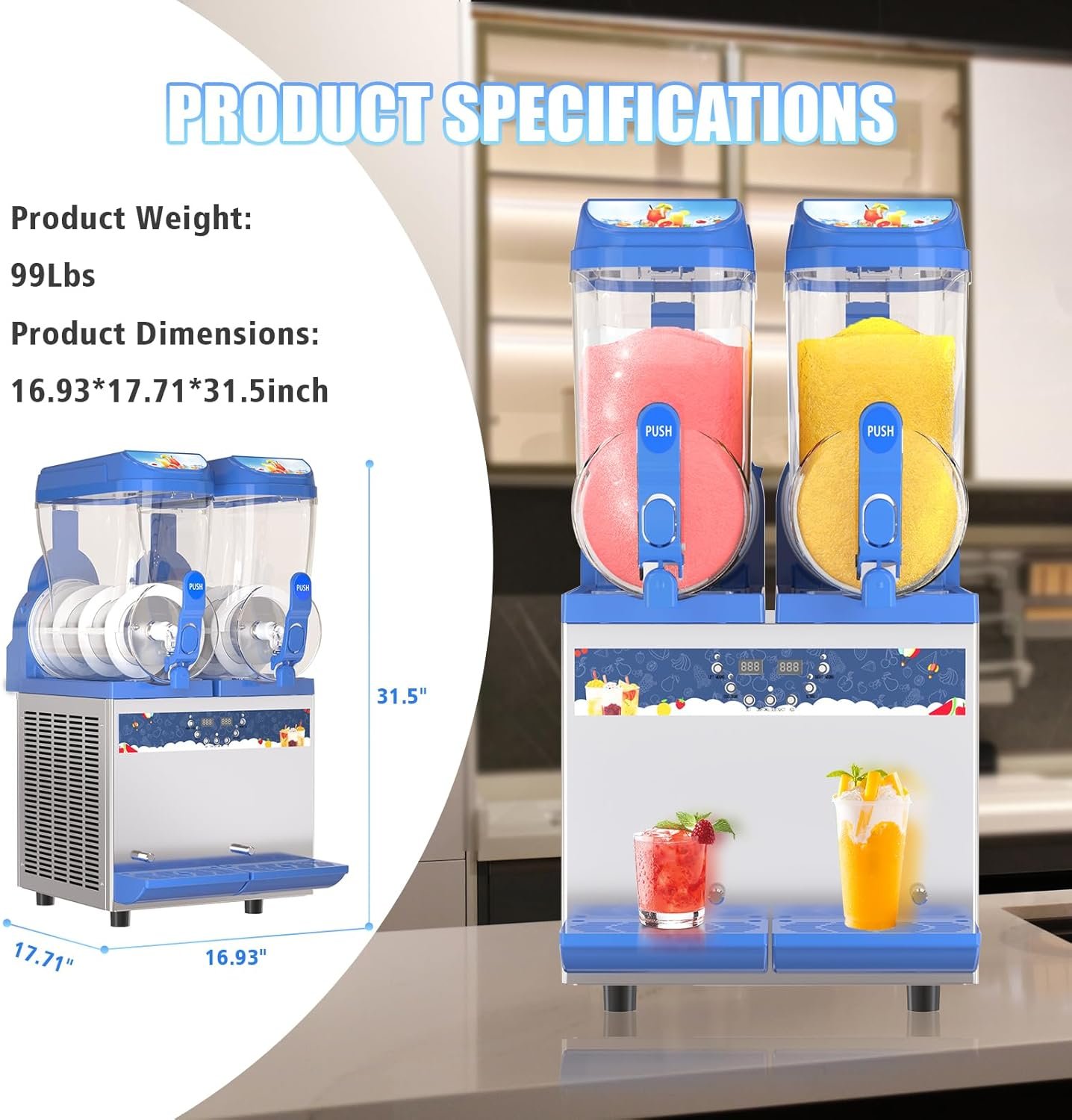 Commercial Slushy Machine �C 1000W 30L Tanks Slush Maker Machine 304 Stainless Steel Commercial Margarita Machines Efficient Cooling the Ideal Slushie Maker for Bars Cafes Restaurants