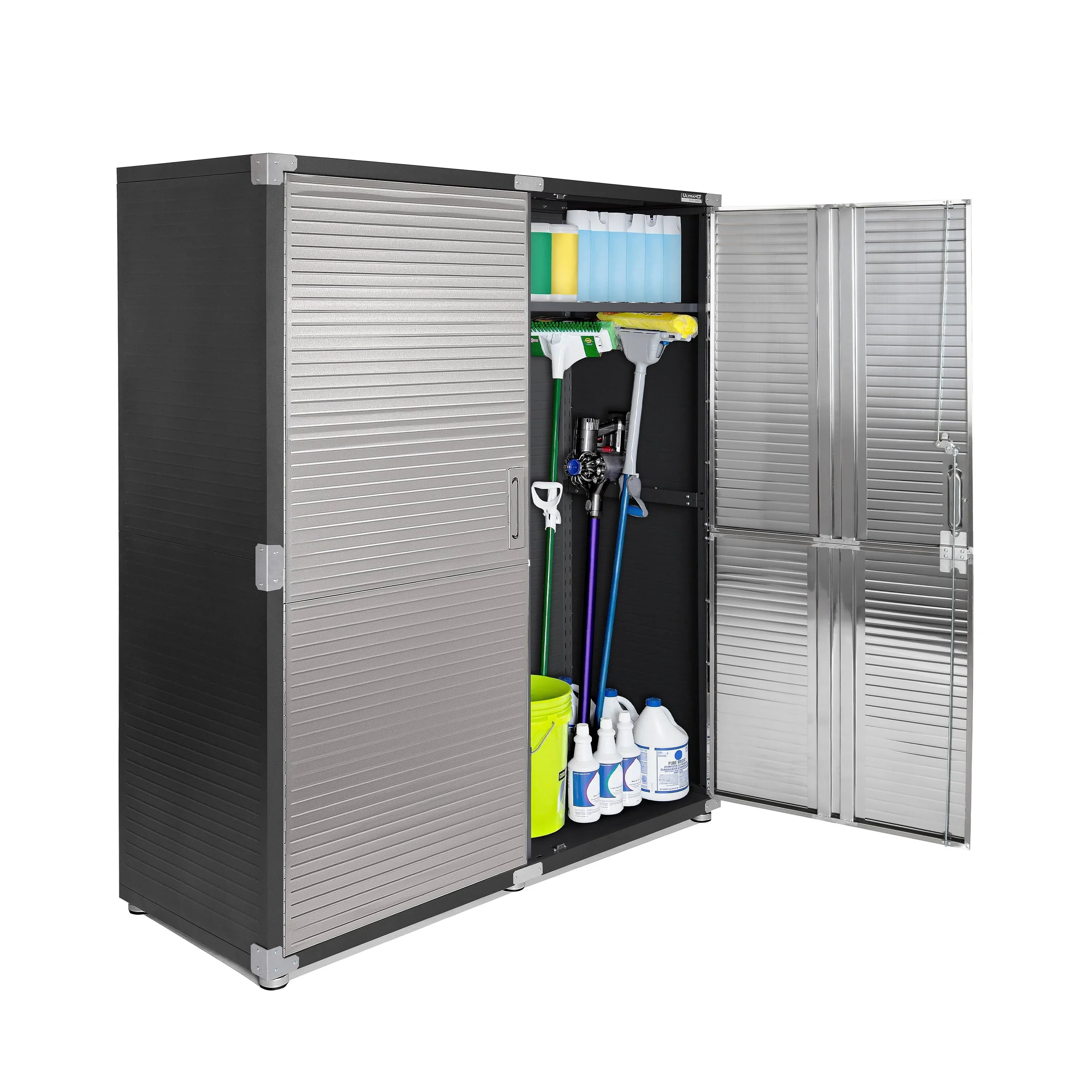 Seville Classics UltraHD Extra-Wide Mega Storage Cabinet, 60 inch W x 24 inch D x 72 inch H, Graphite