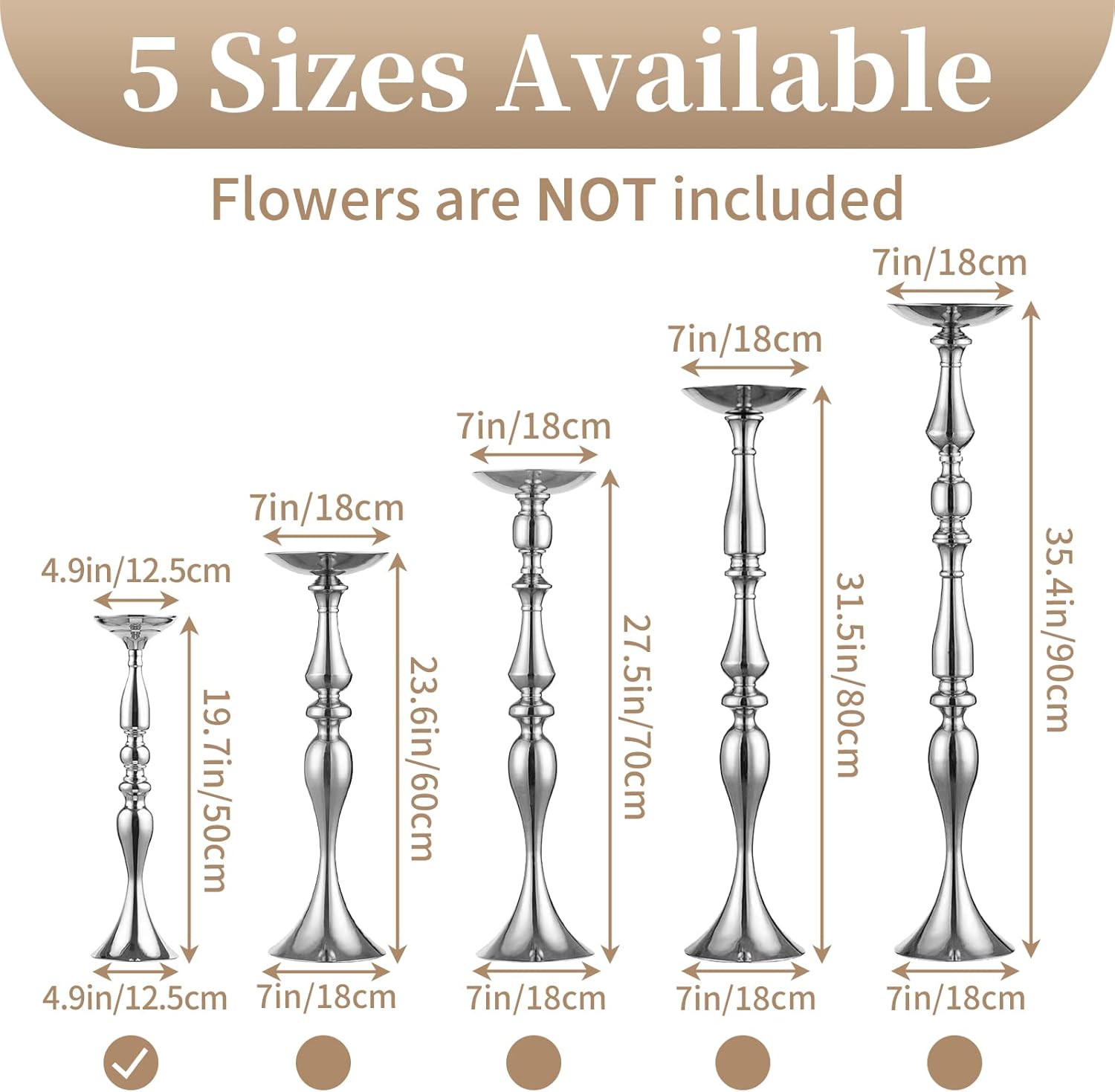 Elegant Silver Metal Wedding Centerpiece Stand 31.5     C Tall Tabletop Decor for Events & Parties