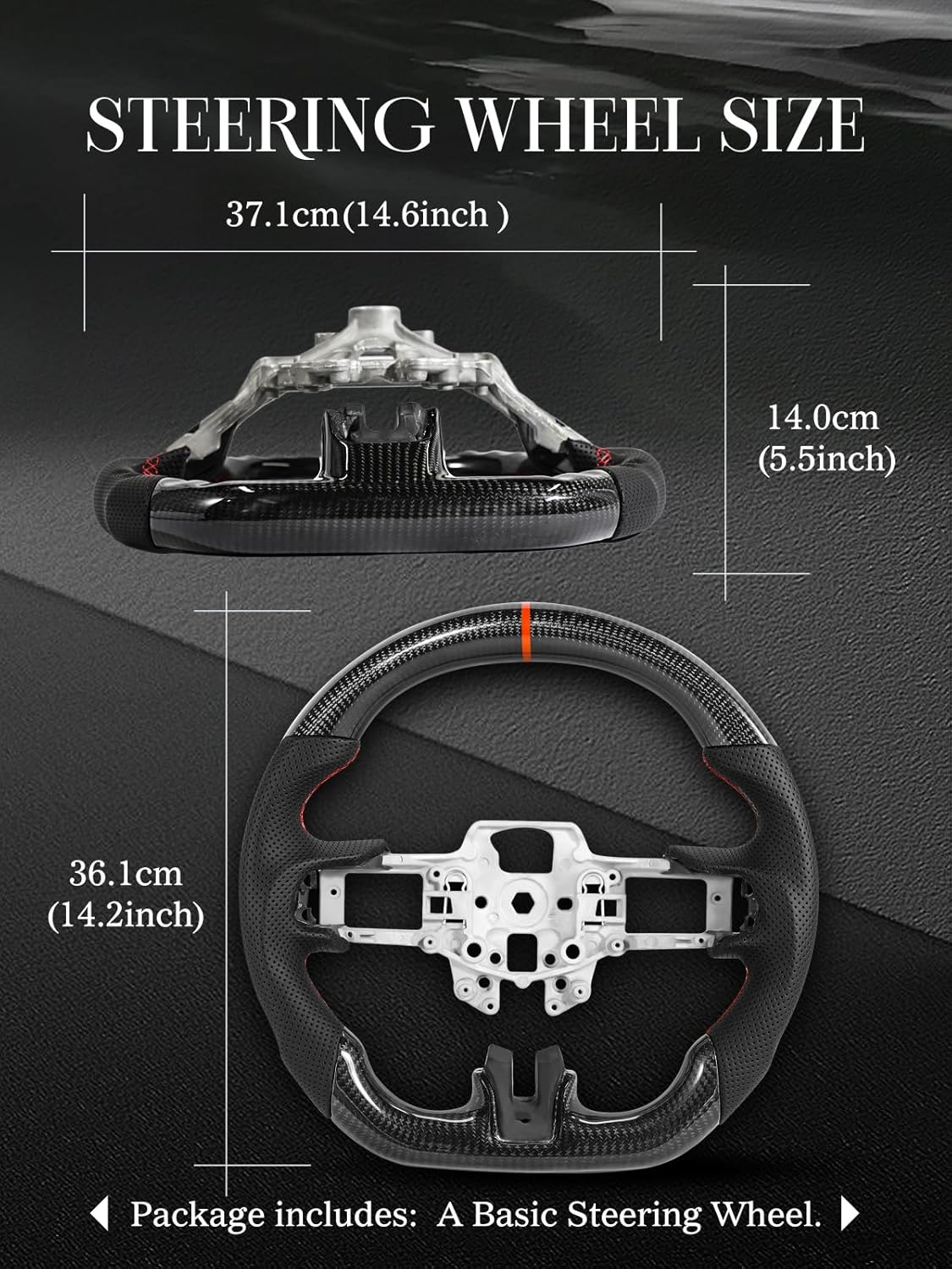 Carbon Fiber Steering Wheel for Ford Mustang 2018-2022 Nappa Perforated Leather with Hand Stitching D-shaped Steering Wheel for Mustang EcoBoost/GT for Shelby GT350/GT350R