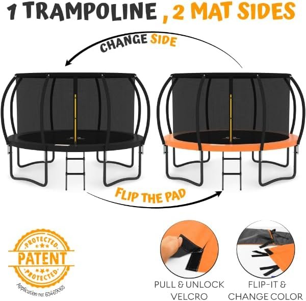 JUMPZYLLA Trampoline 8FT 10FT 12FT 14FT 15FT 16FT Trampoline with Enclosure �C Recreational Trampolines with Ladder and AntiRust Coating, ASTM Approval Outdoor Trampoline for Kids