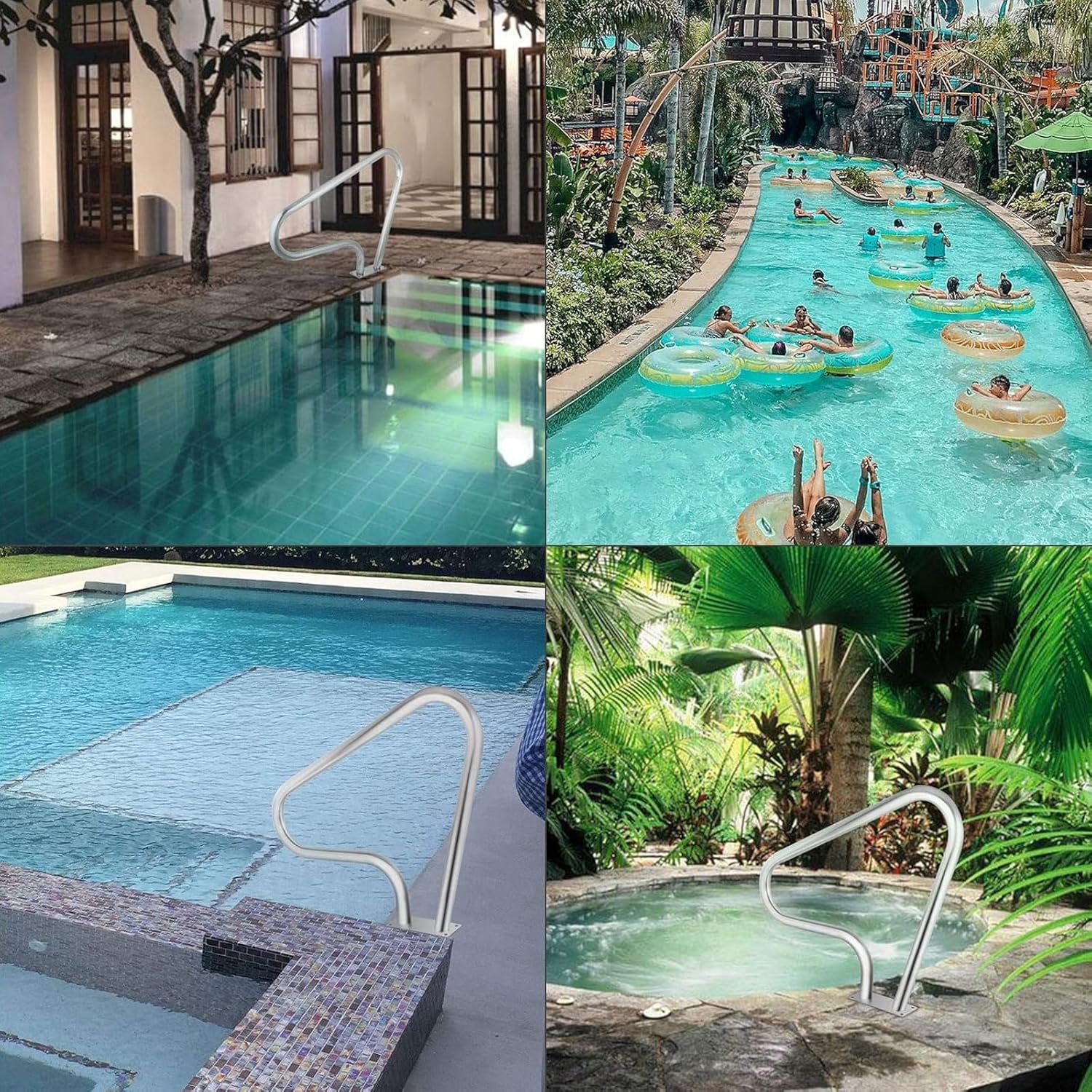 Pool Handrail Swimming Stainless Steel Humanized Handle Swimming Pool Stair Rail for Swimming Pool, Sloped Entry, Spa, Water Park