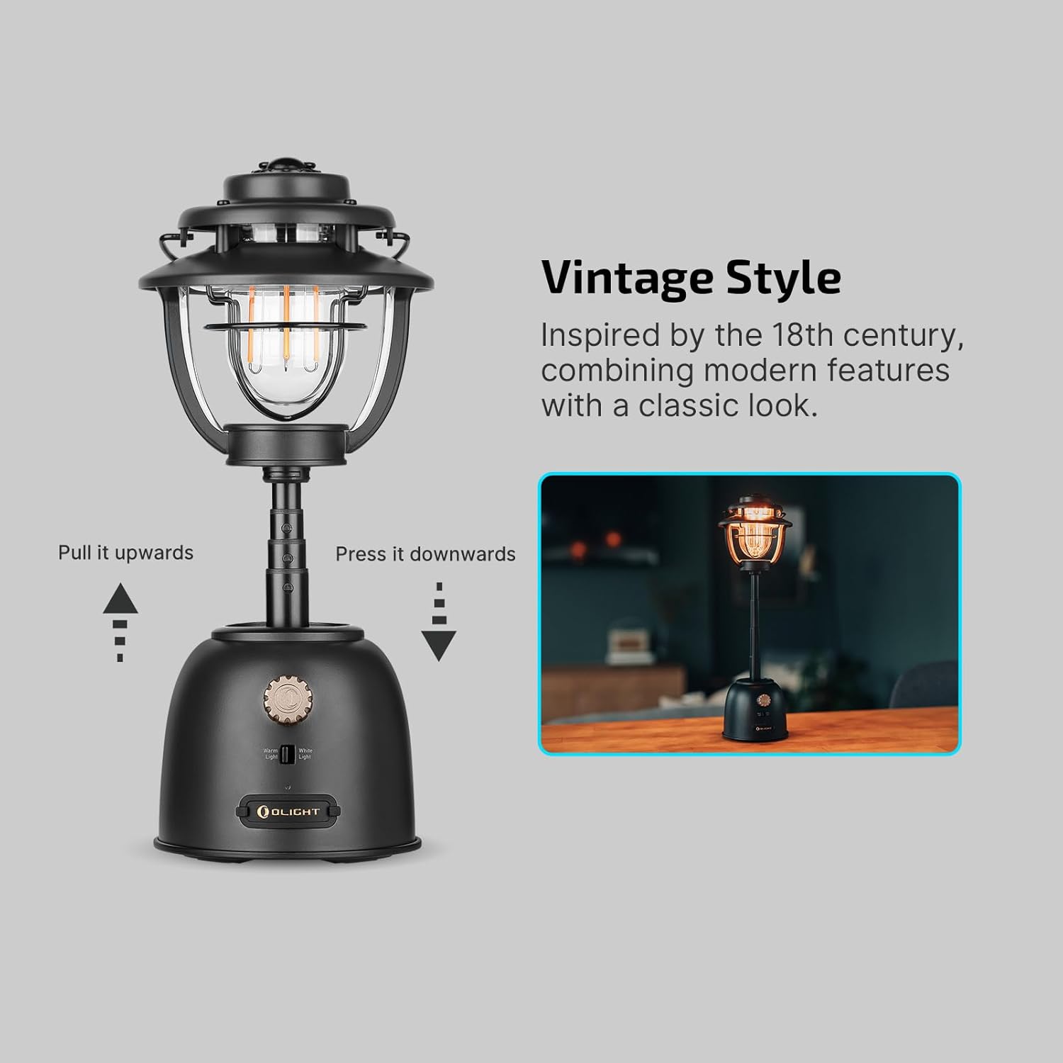 Olantern Stretch Camping Lanterns, 500 Lumens Stretchable LED Flashlights with Dual Light Source Bundle with Prowess Rechargeable Flashlight, Bidirectional Lighting